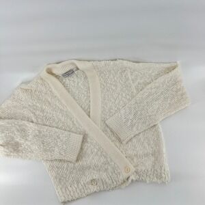 Vintage 70s Designer Originals Cream Textured Wrap Cardigan Sweater M Korea